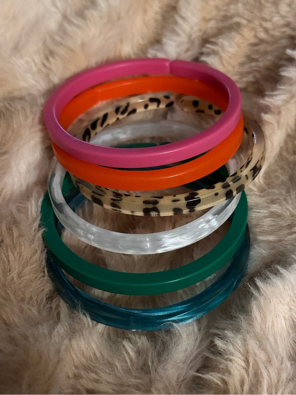 Set of 6 acrylic bangle bracelets by Plunder